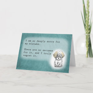 Sincere Apologies for mistake cute puppy sorry  Card