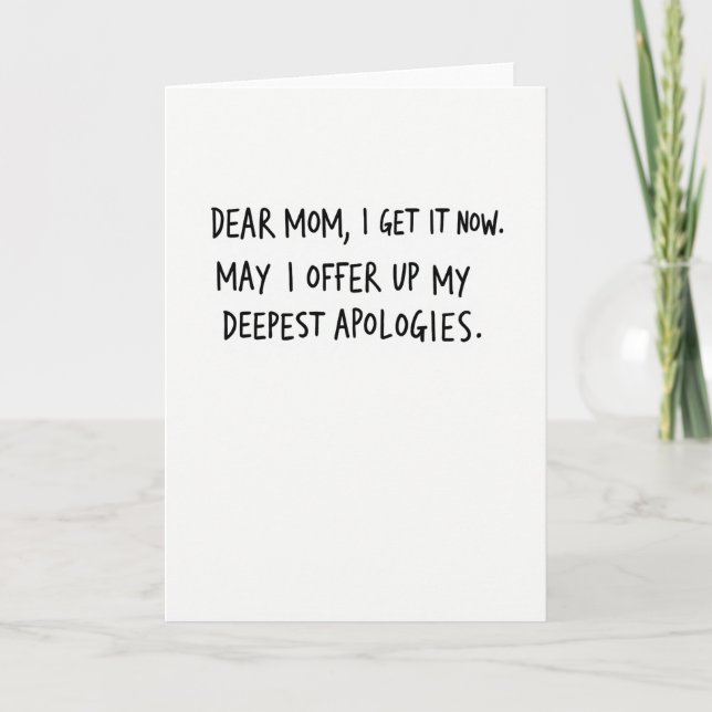 Sincere Mom Apology Note Card (Front)