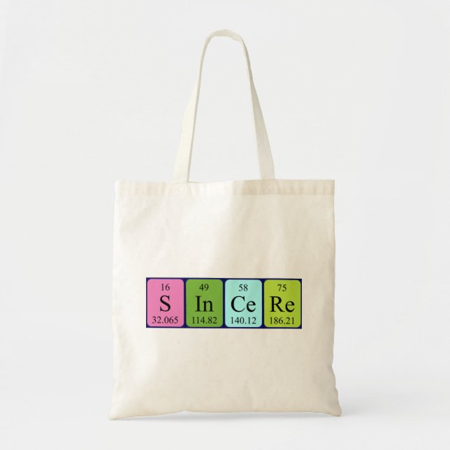 Sincere periodic table name tote bag (Front)