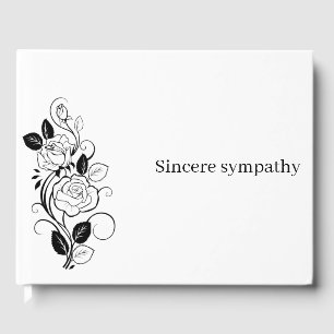 Sincere Sympathy Black Flowers Guest Book