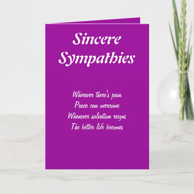 Sincere sympathy greeting cards (Front)