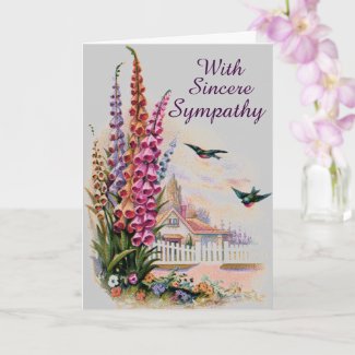 Sincere Sympathy Vintage Cowbell Flowers and Birds Card
