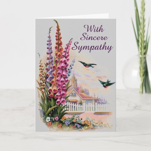 Sincere Sympathy Vintage Cowbell Flowers and Birds Card