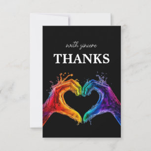 🌈❤️Sincere THANKS Heart of Pride wedding Thank You Card
