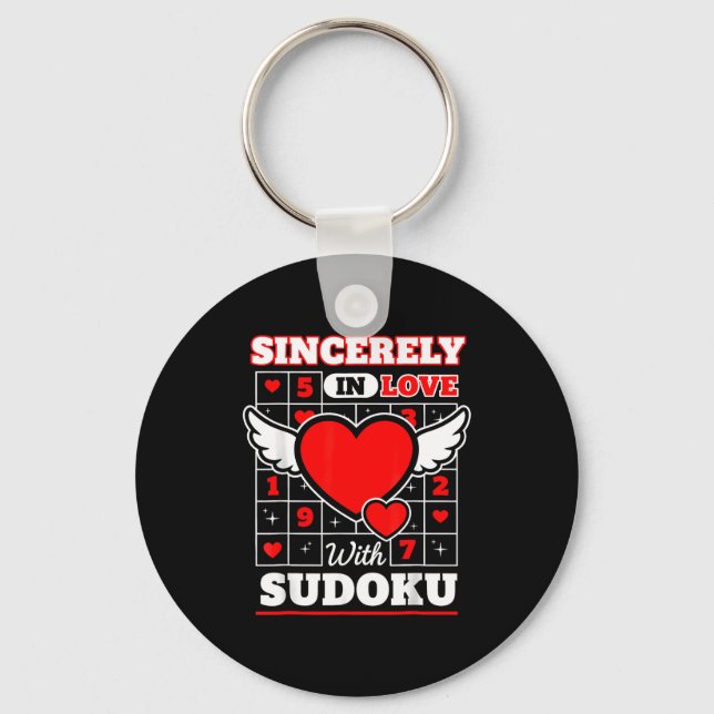 Sincerely In Love With Sudoku Cute Valentines  Keychain (Front)