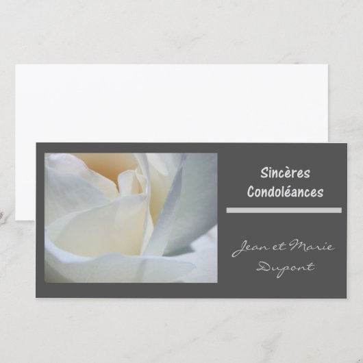 sinceres condoleances francais black white rose (Front/Back)