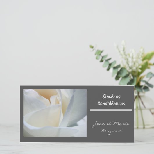 sinceres condoleances francais black white rose (Standing Front)