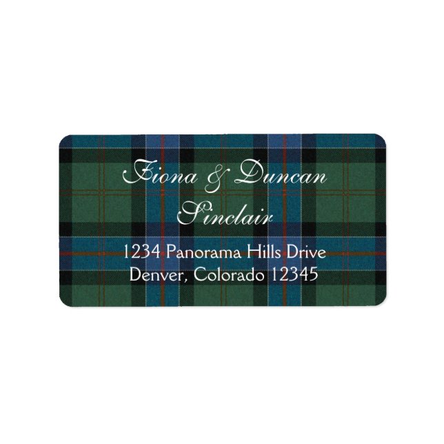 Sinclair Ancient Hunting Tartan Scottish Address Label (Front)