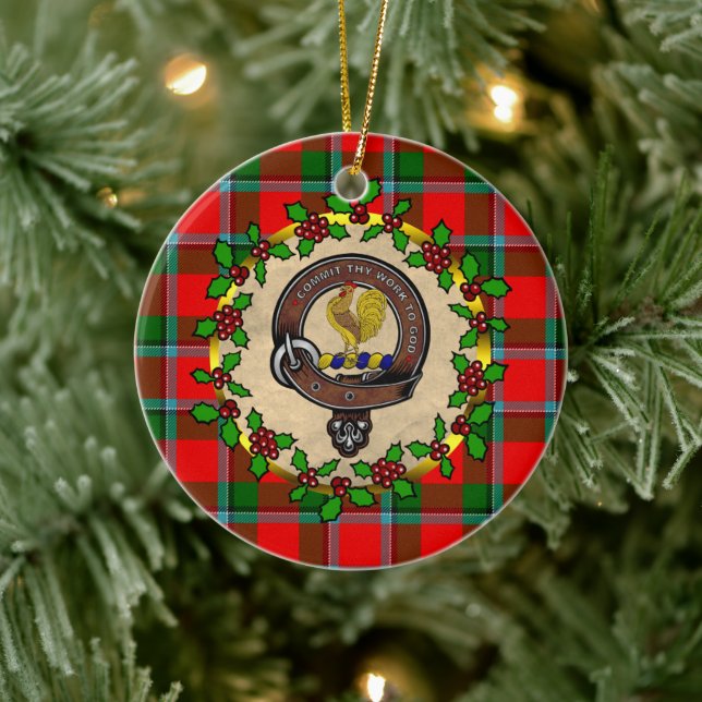 Sinclair Badge & Tartan Personalized Christmas Ceramic Ornament (Tree)