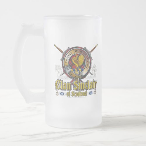 Sinclair Clan Badge Frosted Glass Beer Mug
