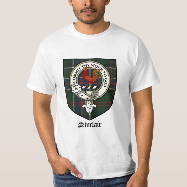 Sinclair Clan Crest Badge Tartan T-Shirt (Front)