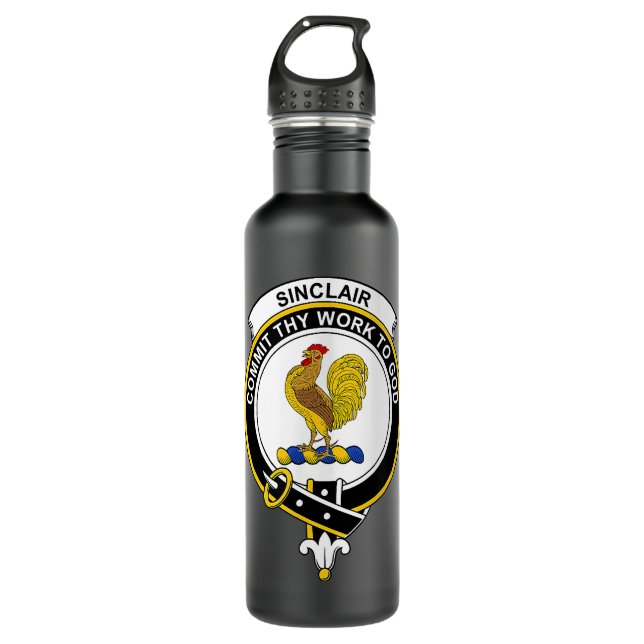 Sinclair Coat of Arms  Family Crest  Stainless Steel Water Bottle (Front)