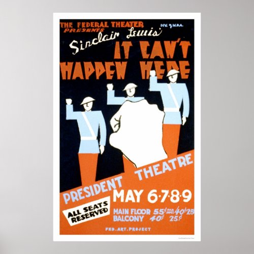 Sinclair Lewis Play 1937 WPA Poster