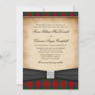 Sinclair Modern Red Tartan Wedding Invitation