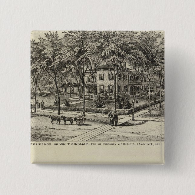 Sinclair Residence, Kansas Pinback Button (Front)