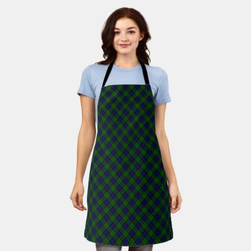 Sinclair tartan blue green plaid apron