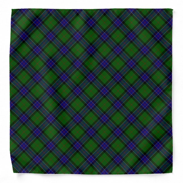 Sinclair tartan blue green plaid bandana (Front)