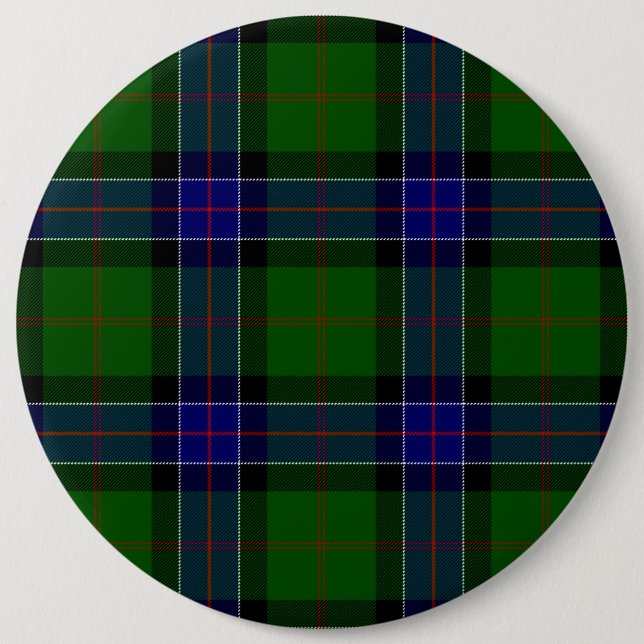 Sinclair tartan blue green plaid button (Front)