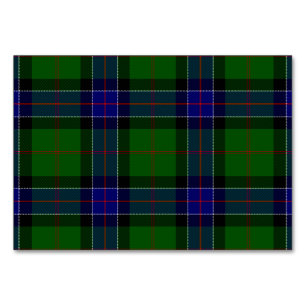 Sinclair tartan blue green plaid table number