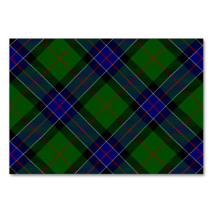 Sinclair tartan blue green plaid table number