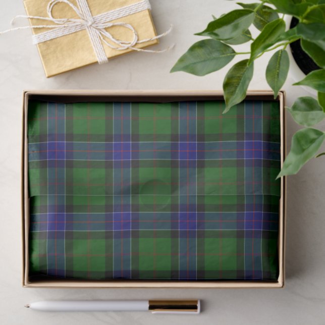 Sinclair tartan blue green plaid tissue paper (Gift)