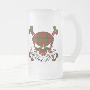 Sinclair Tartan Skull Frosted Glass Beer Mug
