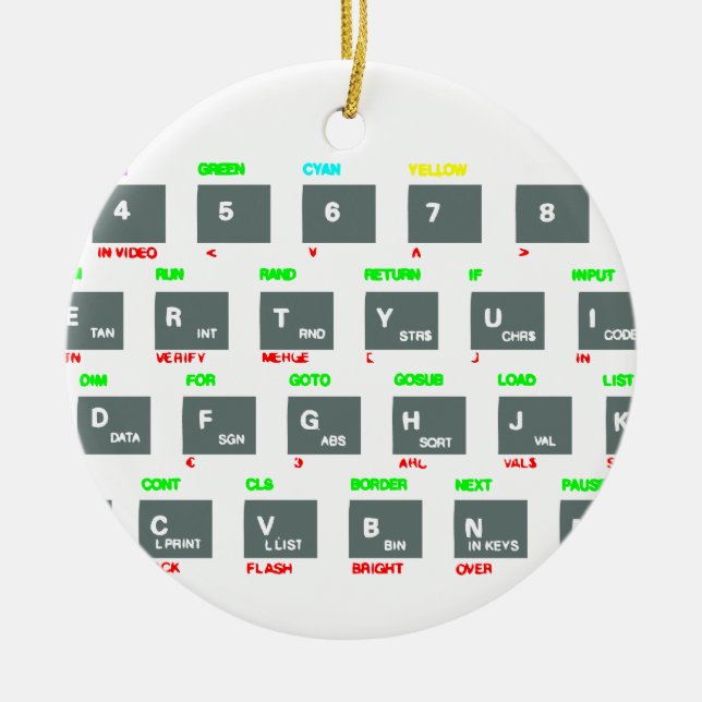 Sinclair ZX Spectrum Keyboard Keys Ceramic Ornament (Front)