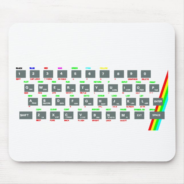 Sinclair ZX Spectrum Keyboard Keys Mouse Pad (Front)