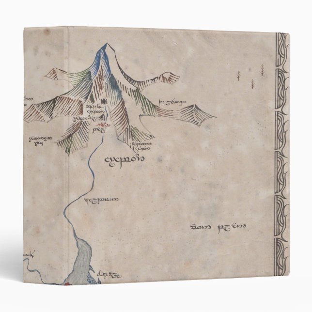 Sindarin Map of The Lonely Mountain 3 Ring Binder (Front/Spine)
