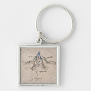 Sindarin Map of The Lonely Mountain Keychain