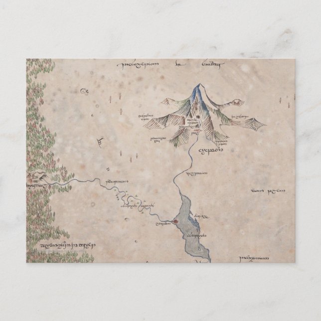 Sindarin Map of The Lonely Mountain Postcard (Front)