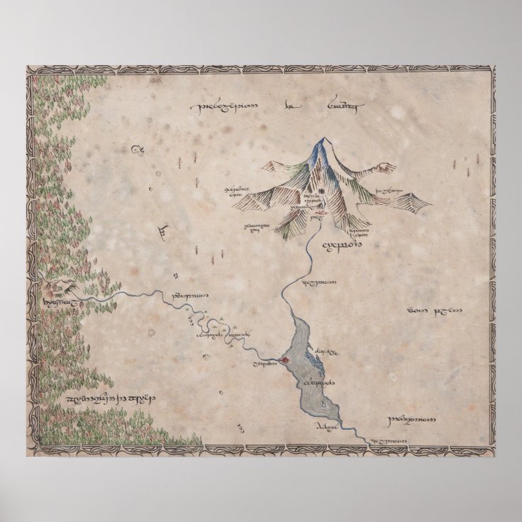 Sindarin Map of The Lonely Mountain Poster | Zazzle