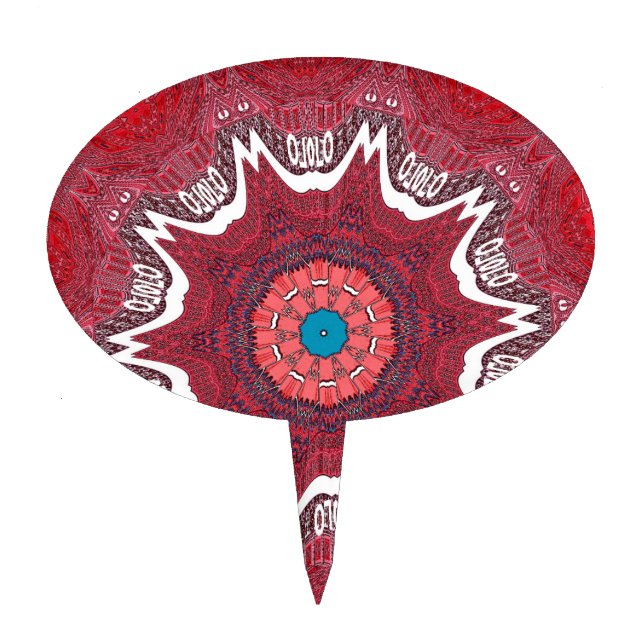 Sindhi Ethnic Tribal Pattern Art Print Cake Topper (Front)