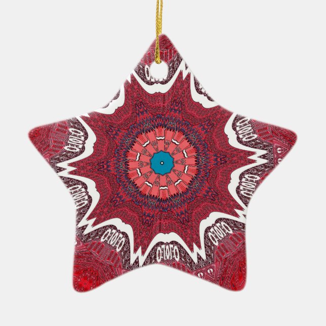 Sindhi Ethnic Tribal Pattern Art Print Ceramic Ornament (Front)