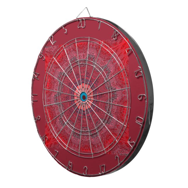 Sindhi Ethnic Tribal Pattern Art Print Dartboard With Darts (Front Right)