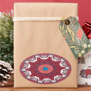 Sindhi Ethnic Tribal Pattern Art Print Oval Sticker