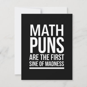 Sine of madness funny maths puns white thank you card
