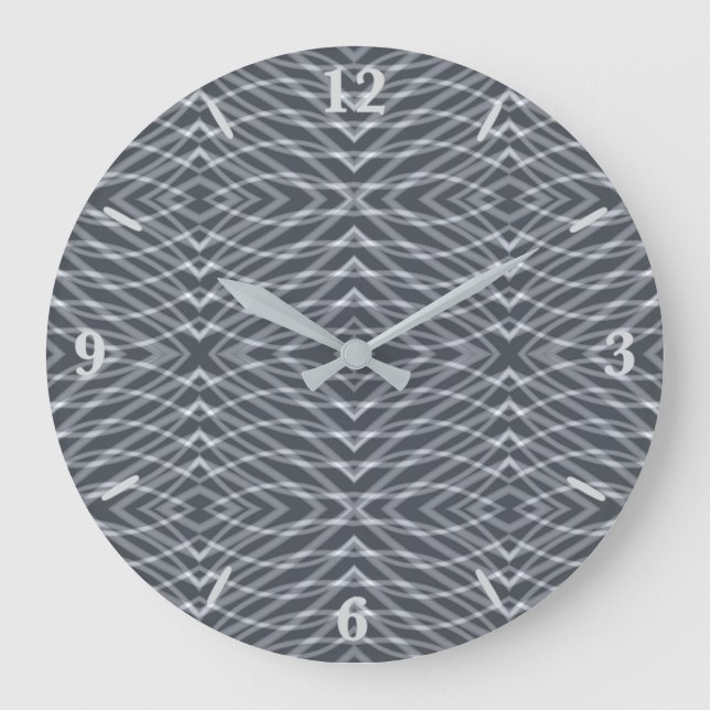 Sine Wave Pulse Signal Modern Abstract Art Design Large Clock (Front)