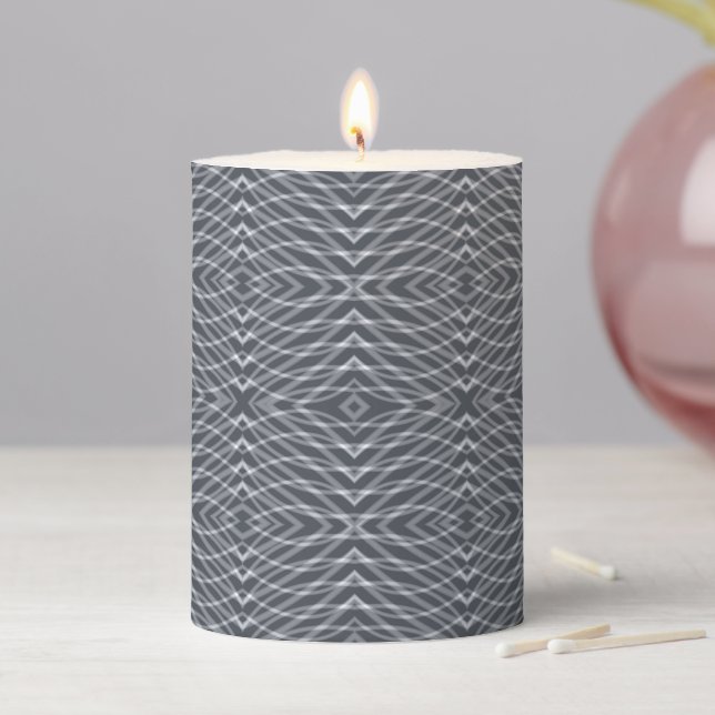 Sine Wave Pulse Signal Modern Abstract Art Design Pillar Candle (In Situ)