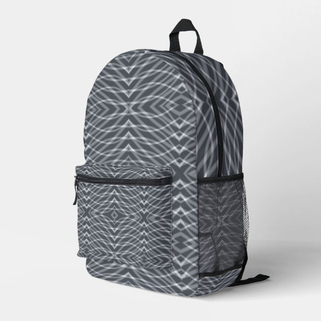 Sine Wave Pulse Signal Modern Abstract Art Design Printed Backpack (Back Corner Right)