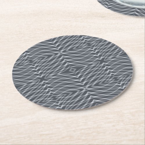 Sine Wave Pulse Signal Modern Abstract Art Design Round Paper Coaster