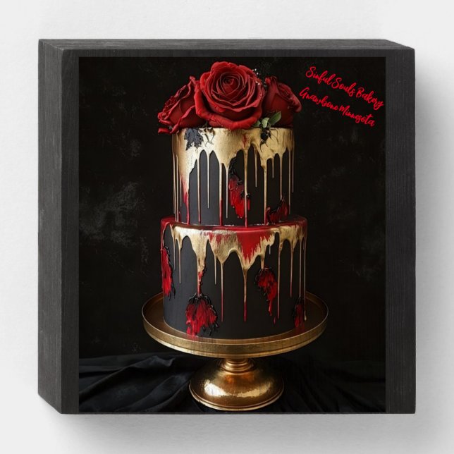 Sinful Souls Bakery wood  Sign red and black cake (Front Horizontal)