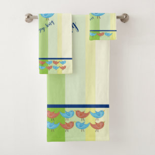 Sing a Happy Song colorful towel set with birds