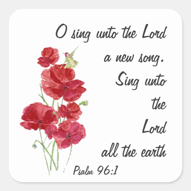 Sing a New Song to the Lord, Scripture & Birds Square Sticker (Front)