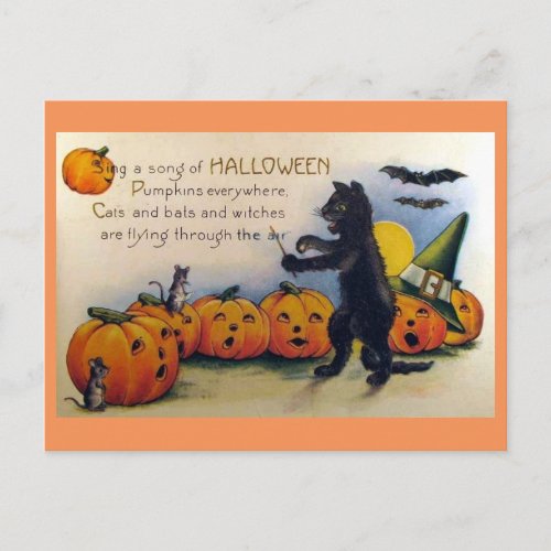 Sing a Song of Halloween Vintage Postcard