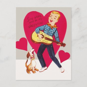 Sing Along And Be My Valentine Holiday Postcard by Valentines_Christmas at Zazzle