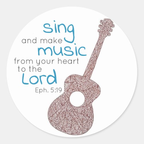 Sing And Make Music Guitar Round Stickers