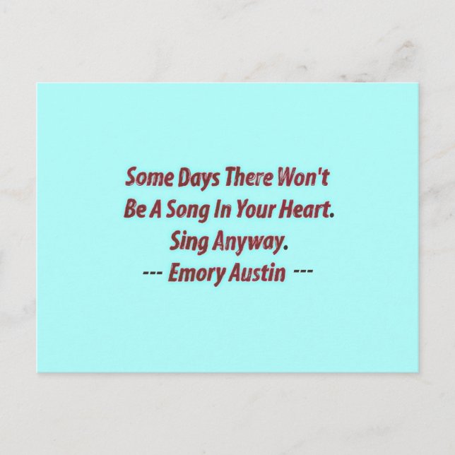 Sing Anyway Emory Austin Inspiration Turquoise Postcard (Front)