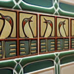 Sing Birds Symmetrical Art Deco Nouveau Wall Decor Ceramic Tile<br><div class="desc">This ceramic tile features two birds reminiscent of the iconic style of Mackintosh. He was a prominent Scottish architect, designer, and artist of the Art Nouveau movement. Clean lines, geometric shapes, and a strong sense of symmetry characterize his work. These elements are beautifully represented in our collection of ceramic tiles....</div>