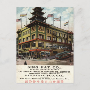 Sing Fat Chinatown San Francisco 1915 vintage Postcard